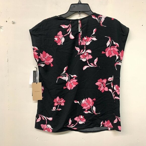 Halogen Womens Multicolor Floral Print Cap Sleeve Boxy Blouse Top - Picture 2 of 5